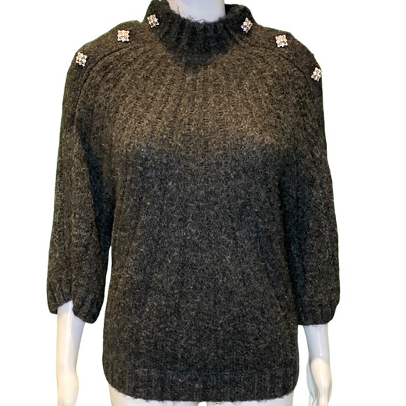NWT ba&sh Grey Barthy Embellished Button Sweater - Sz XS - Picture 3 of 11